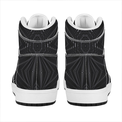 Black Kaleidoscope Print High Top Leather Sneakers