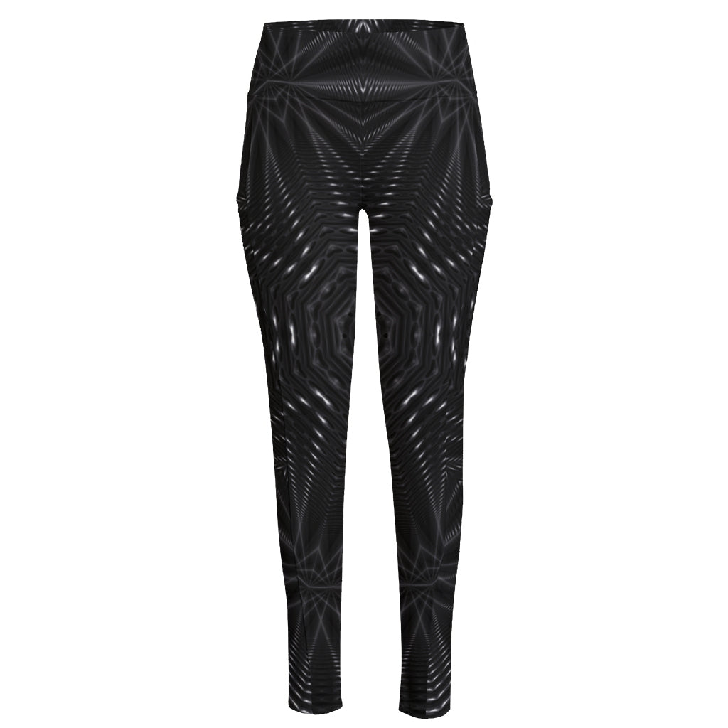 Black Kaleidoscope Print High-Waisted Pocket Leggings