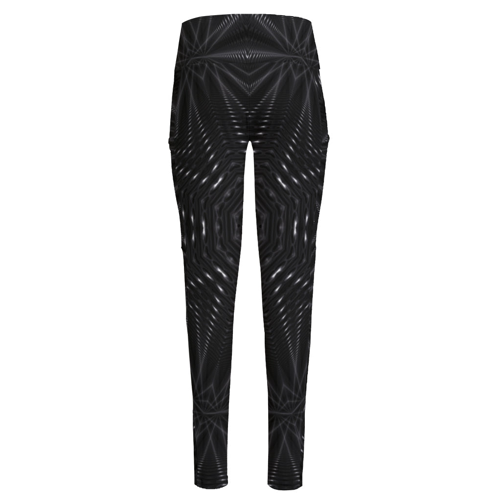 Black Kaleidoscope Print High-Waisted Pocket Leggings