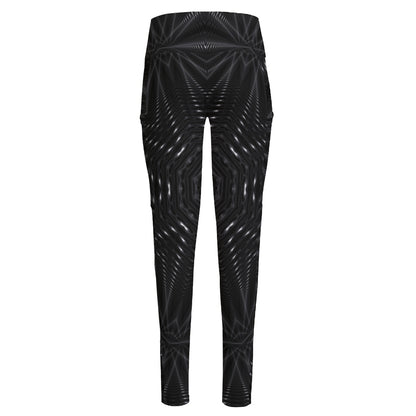 Black Kaleidoscope Print High-Waisted Pocket Leggings