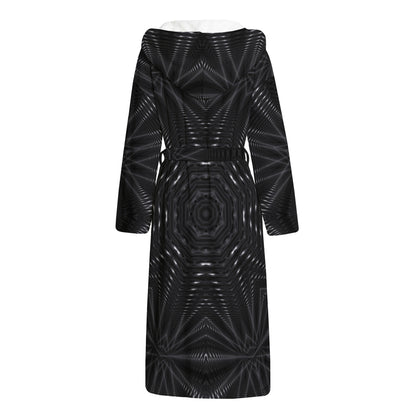 Black Kaleidoscope Print Hooded Bathrobe