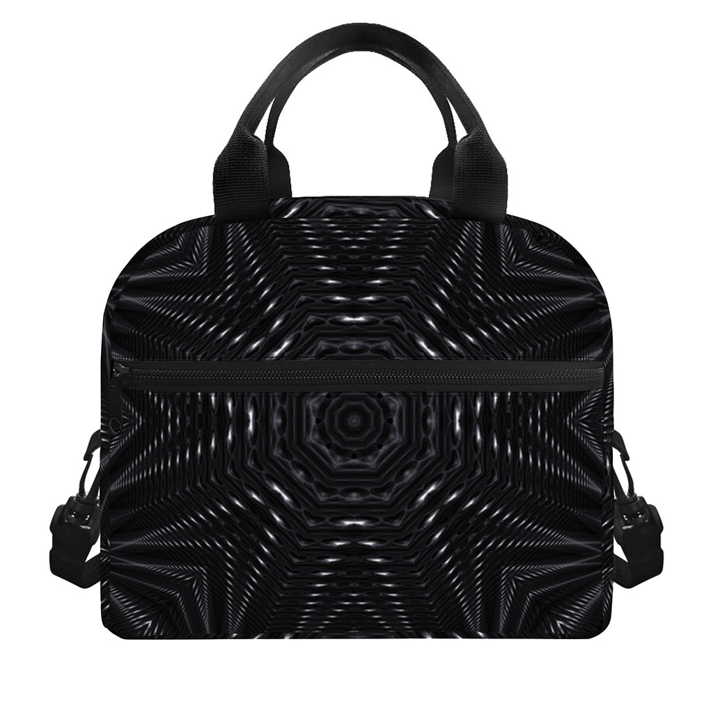 Black Kaleidoscope Print Insulated Lunch Bag
