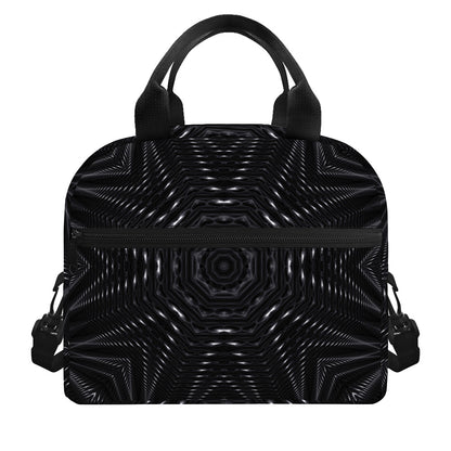 Black Kaleidoscope Print Insulated Lunch Bag