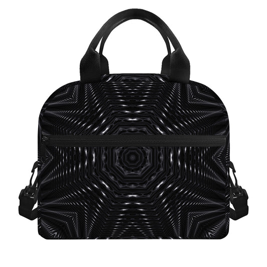 Black Kaleidoscope Print Insulated Lunch Bag