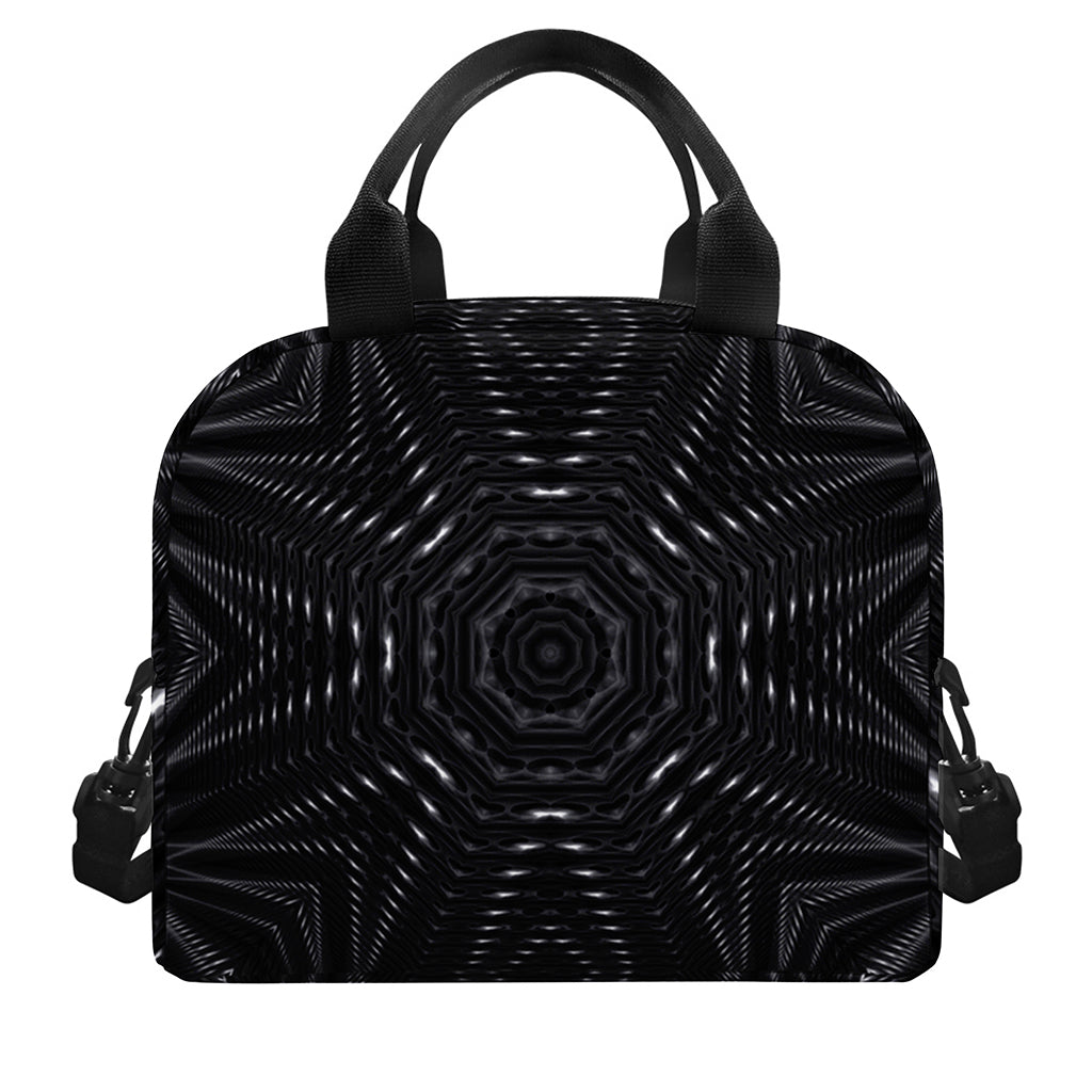 Black Kaleidoscope Print Insulated Lunch Bag