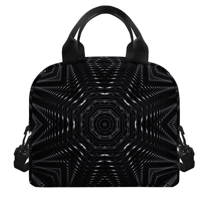 Black Kaleidoscope Print Insulated Lunch Bag