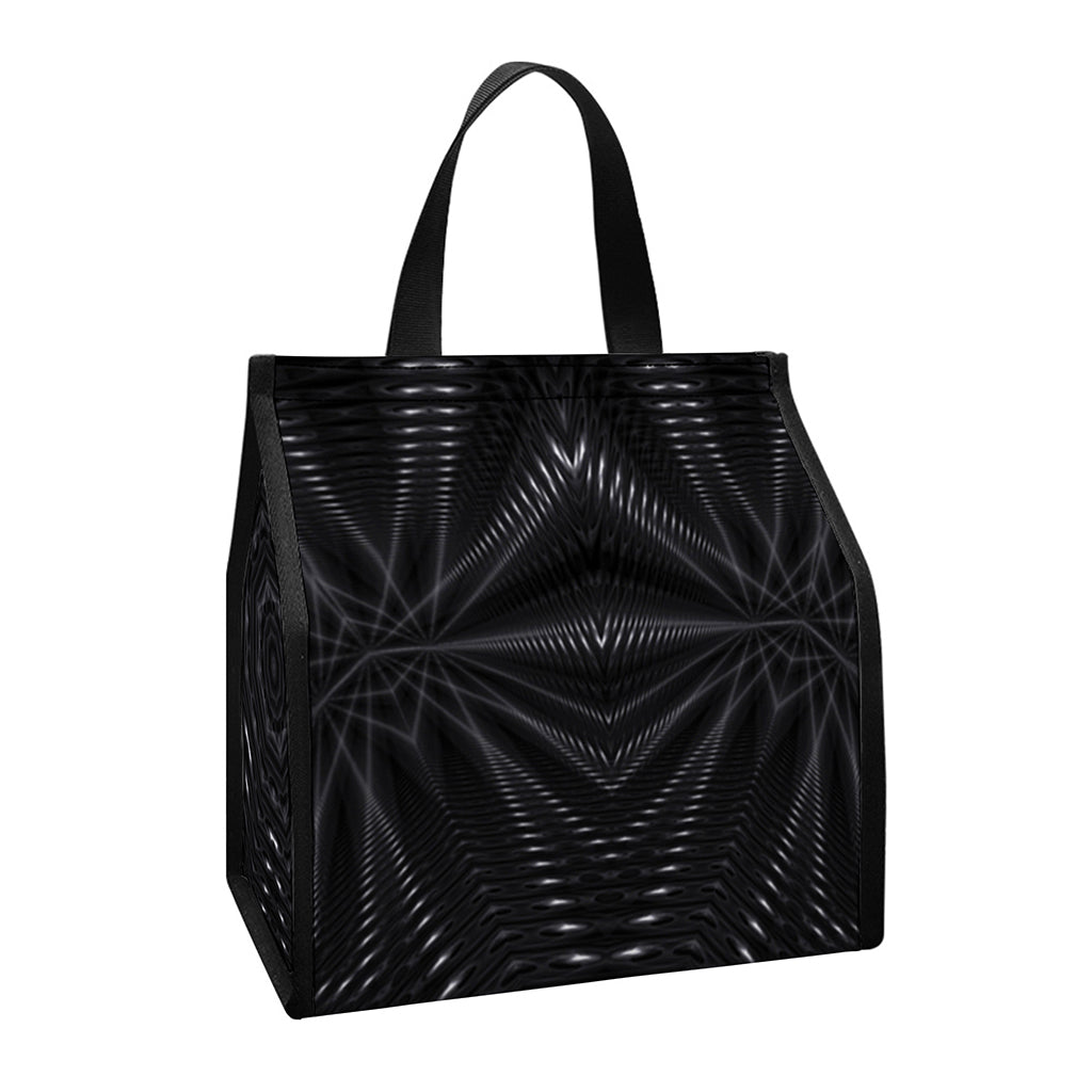 Black Kaleidoscope Print Insulated Lunch Tote