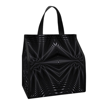 Black Kaleidoscope Print Insulated Lunch Tote