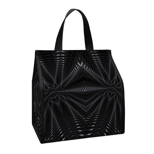 Black Kaleidoscope Print Insulated Lunch Tote