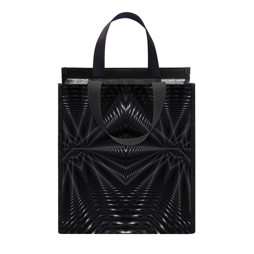 Black Kaleidoscope Print Insulated Lunch Tote
