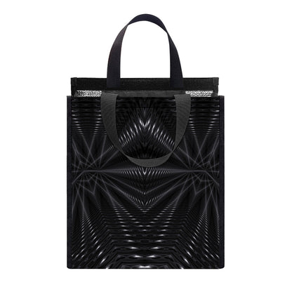 Black Kaleidoscope Print Insulated Lunch Tote