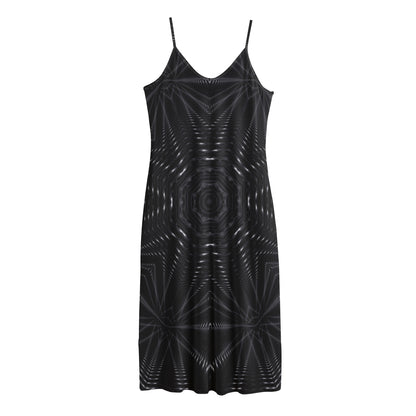 Black Kaleidoscope Print Jersey Midi Cami Dress