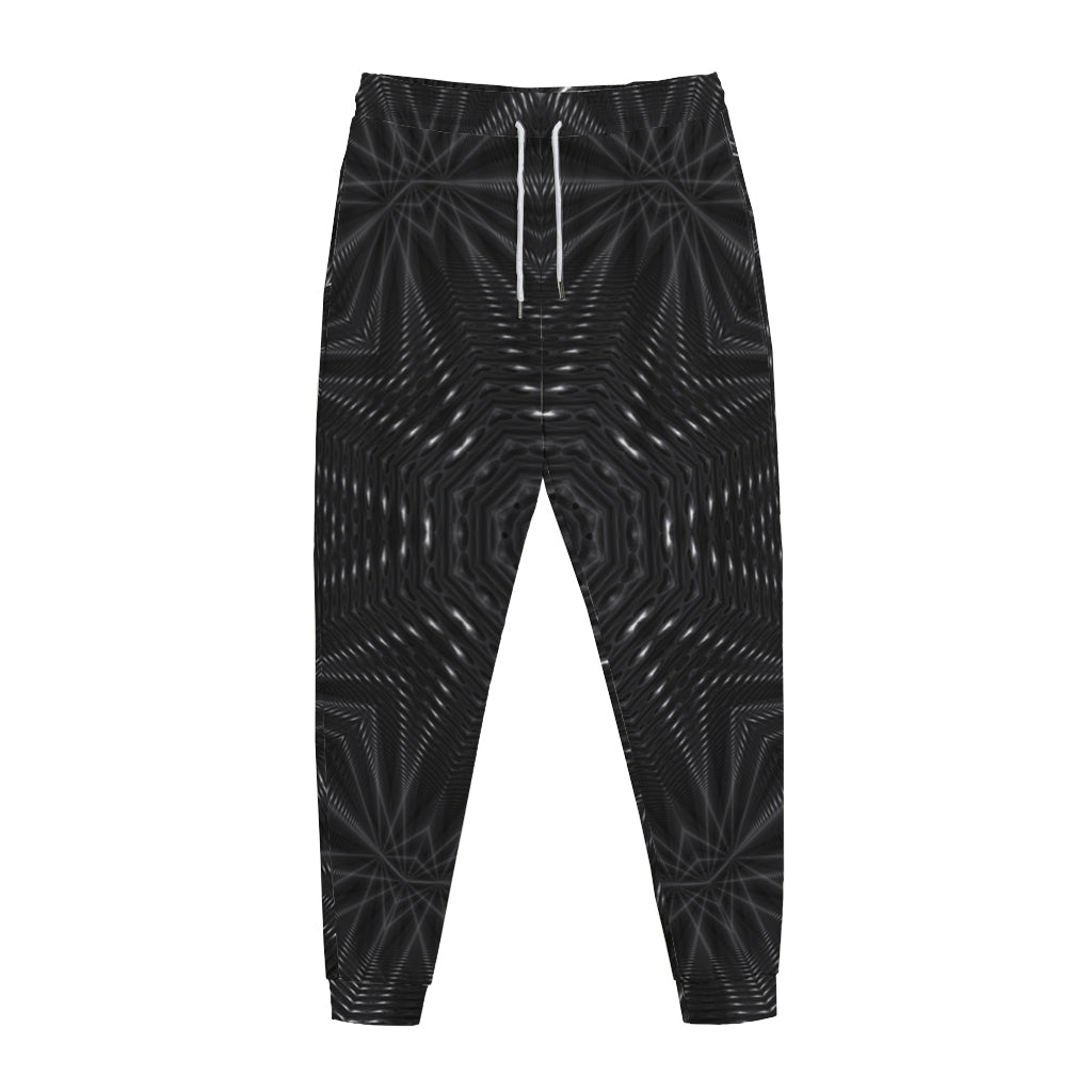 Black Kaleidoscope Print Jogger Pants