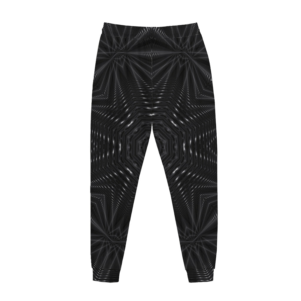 Black Kaleidoscope Print Jogger Pants