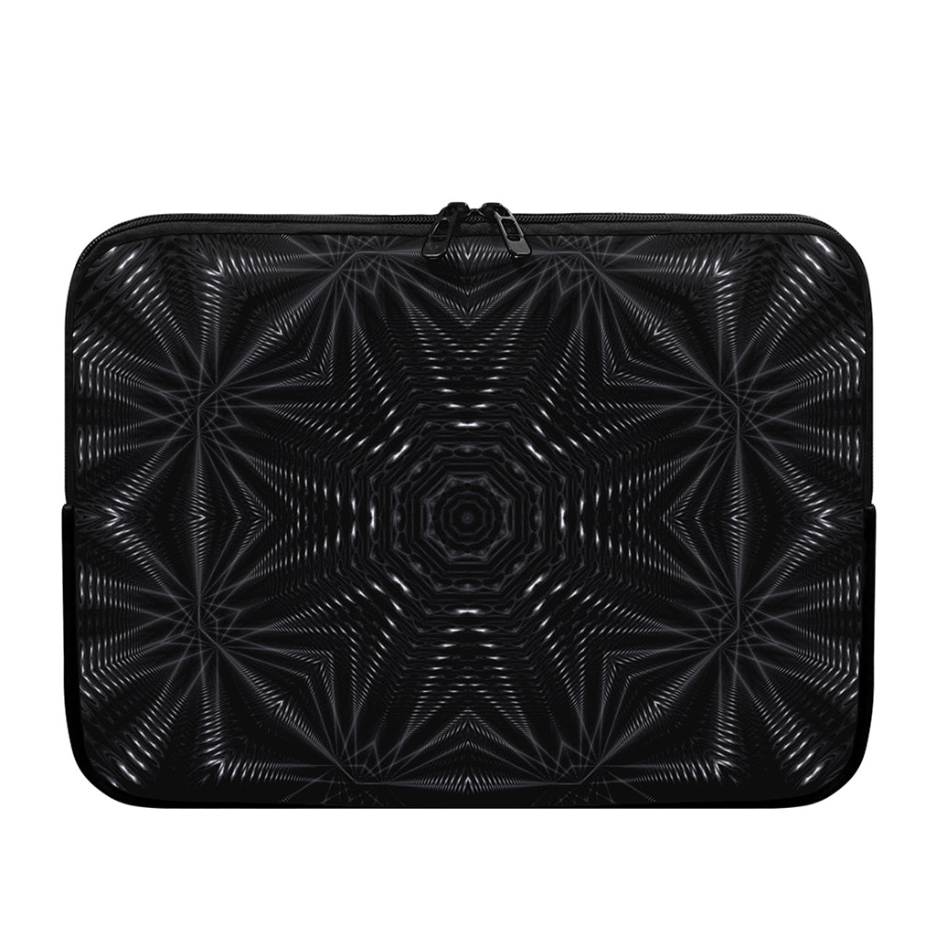 Black Kaleidoscope Print Laptop Sleeve
