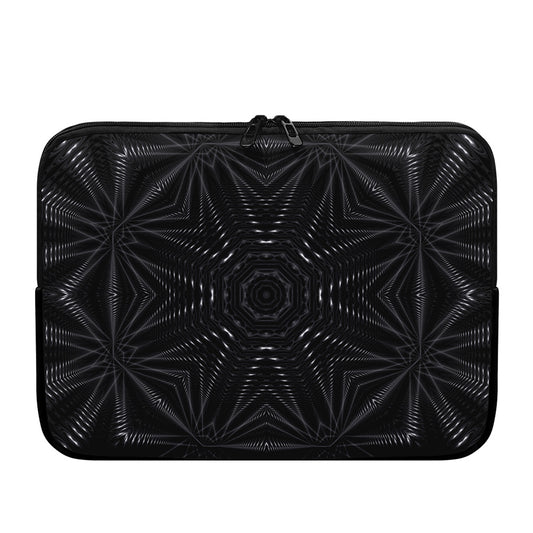Black Kaleidoscope Print Laptop Sleeve