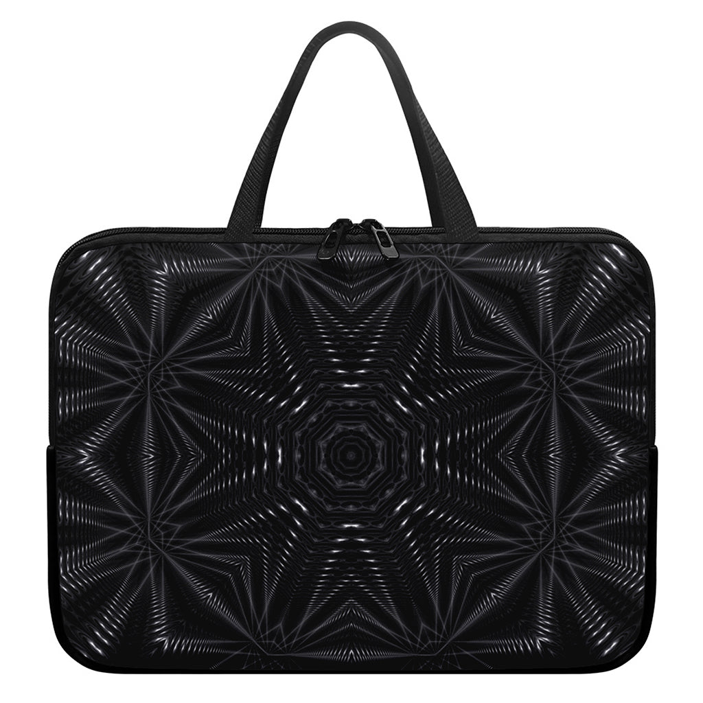 Black Kaleidoscope Print Laptop Sleeve With Handle