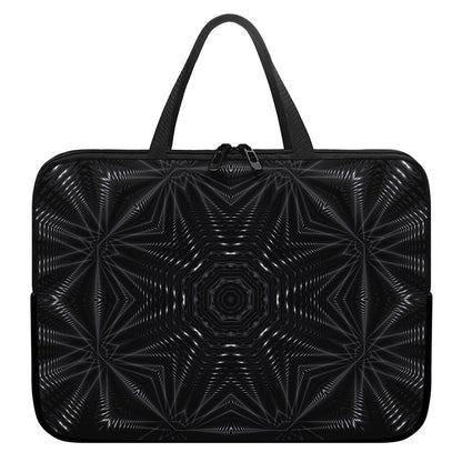 Black Kaleidoscope Print Laptop Sleeve With Handle