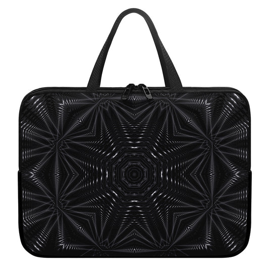 Black Kaleidoscope Print Laptop Sleeve With Handle