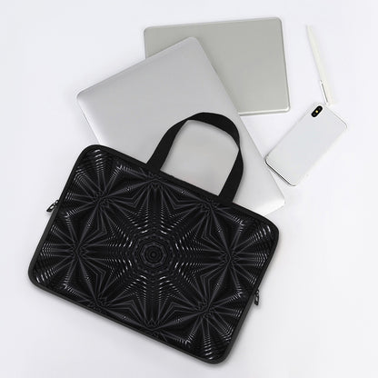 Black Kaleidoscope Print Laptop Sleeve With Handle