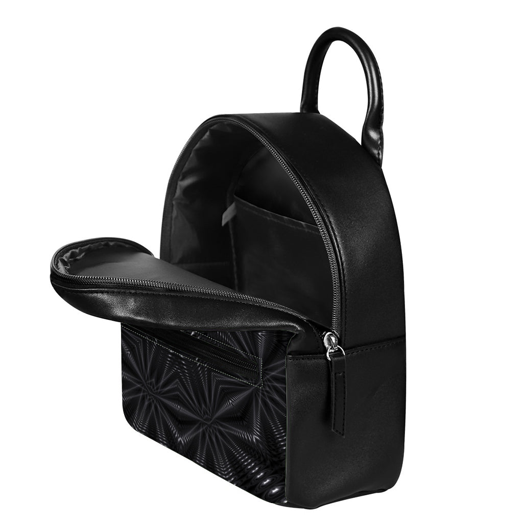 Black Kaleidoscope Print Leather Backpack