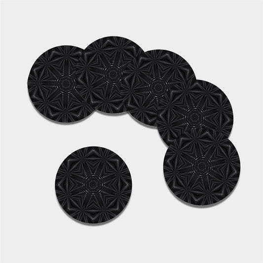 Black Kaleidoscope Print Leather Coaster Set