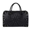Black Kaleidoscope Print Leather Duffel Bag