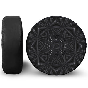 Black Kaleidoscope Print Leather Spare Tire Cover