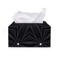 Black Kaleidoscope Print Leather Tissue Box Cover