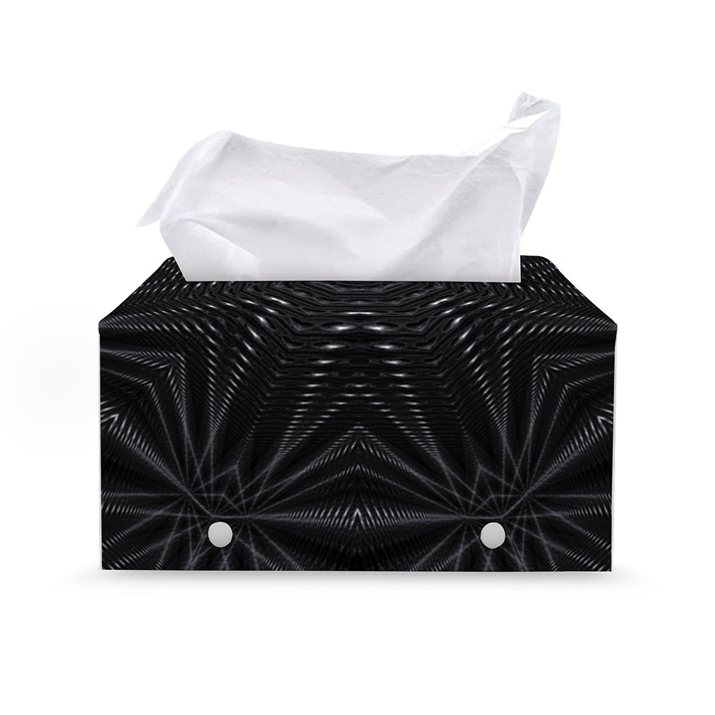 Black Kaleidoscope Print Leather Tissue Box Cover