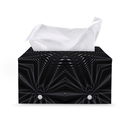 Black Kaleidoscope Print Leather Tissue Box Cover