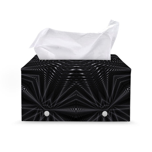 Black Kaleidoscope Print Leather Tissue Box Cover