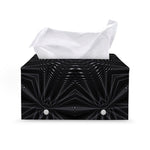Black Kaleidoscope Print Leather Tissue Box Cover
