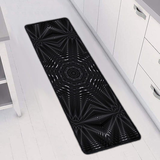 Black Kaleidoscope Print Long Kitchen Mat