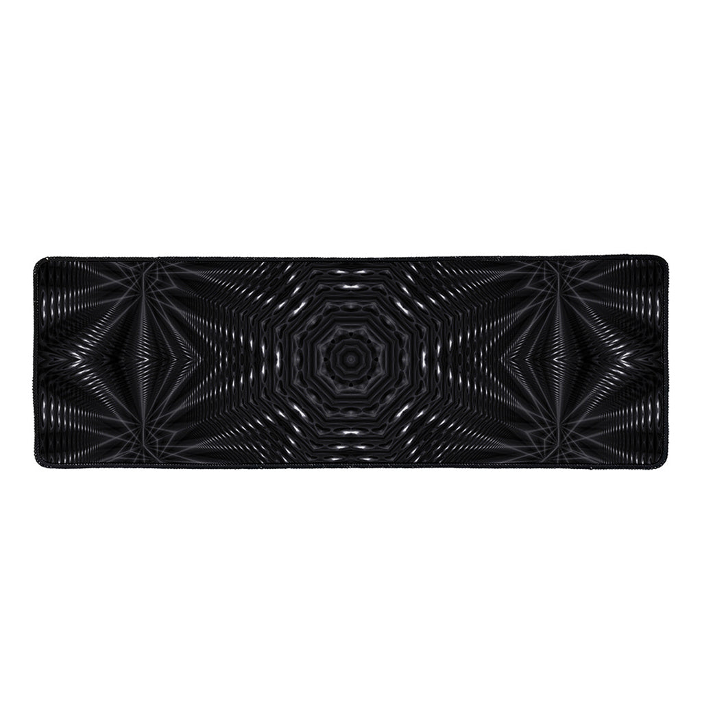 Black Kaleidoscope Print Long Kitchen Mat