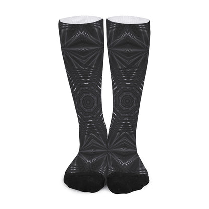 Black Kaleidoscope Print Long Socks