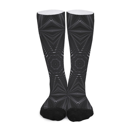 Black Kaleidoscope Print Long Socks