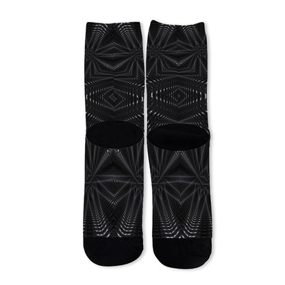 Black Kaleidoscope Print Long Socks