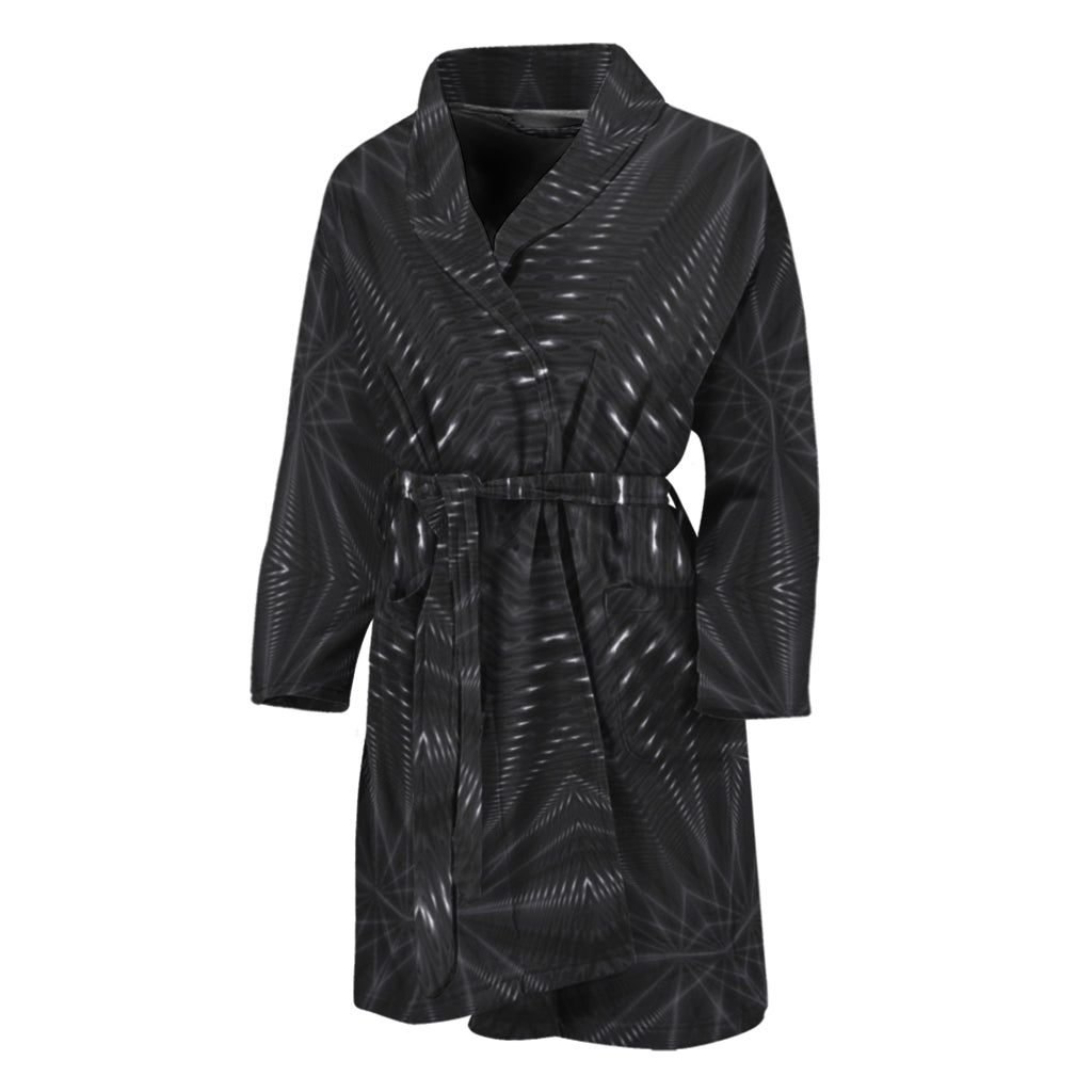 Black Kaleidoscope Print Men's Bathrobe