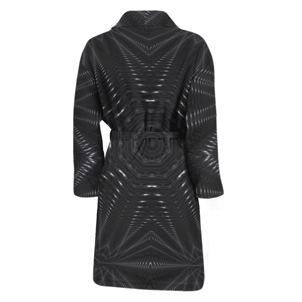 Black Kaleidoscope Print Men's Bathrobe