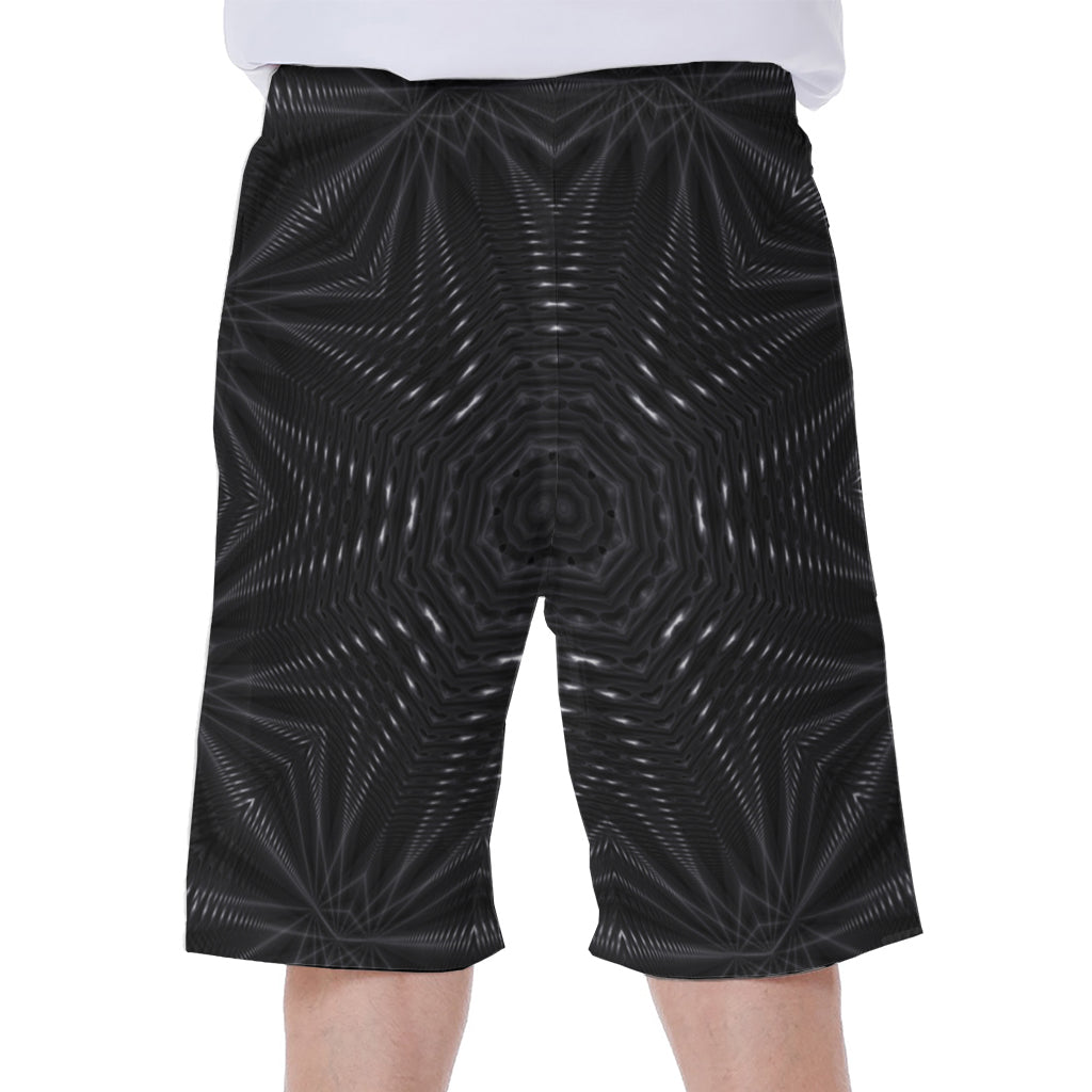 Black Kaleidoscope Print Men's Beach Shorts