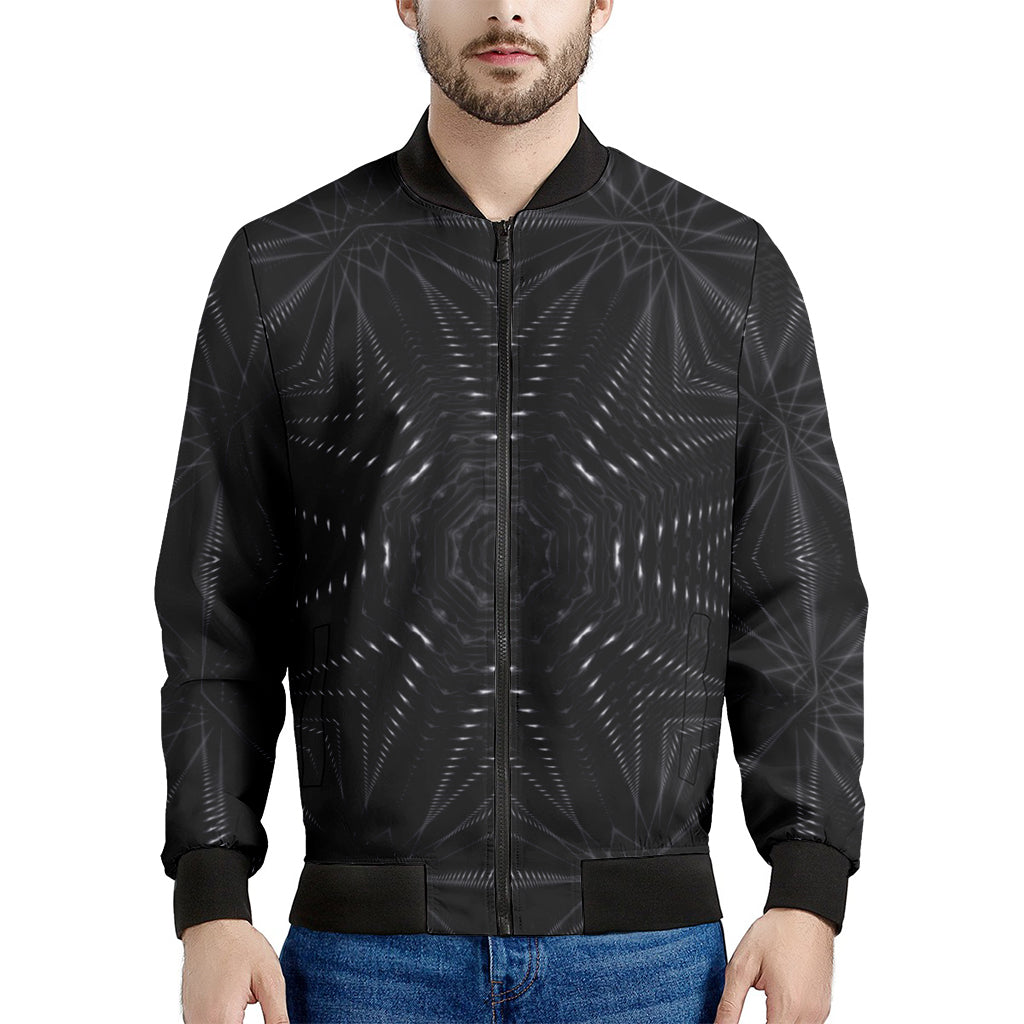 Black Kaleidoscope Print Men's Bomber Jacket