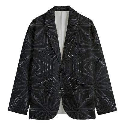 Black Kaleidoscope Print Men's Cotton Blazer