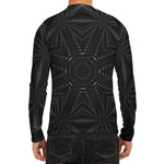 Black Kaleidoscope Print Men's Long Sleeve Rash Guard