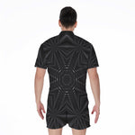 Black Kaleidoscope Print Men's Rompers