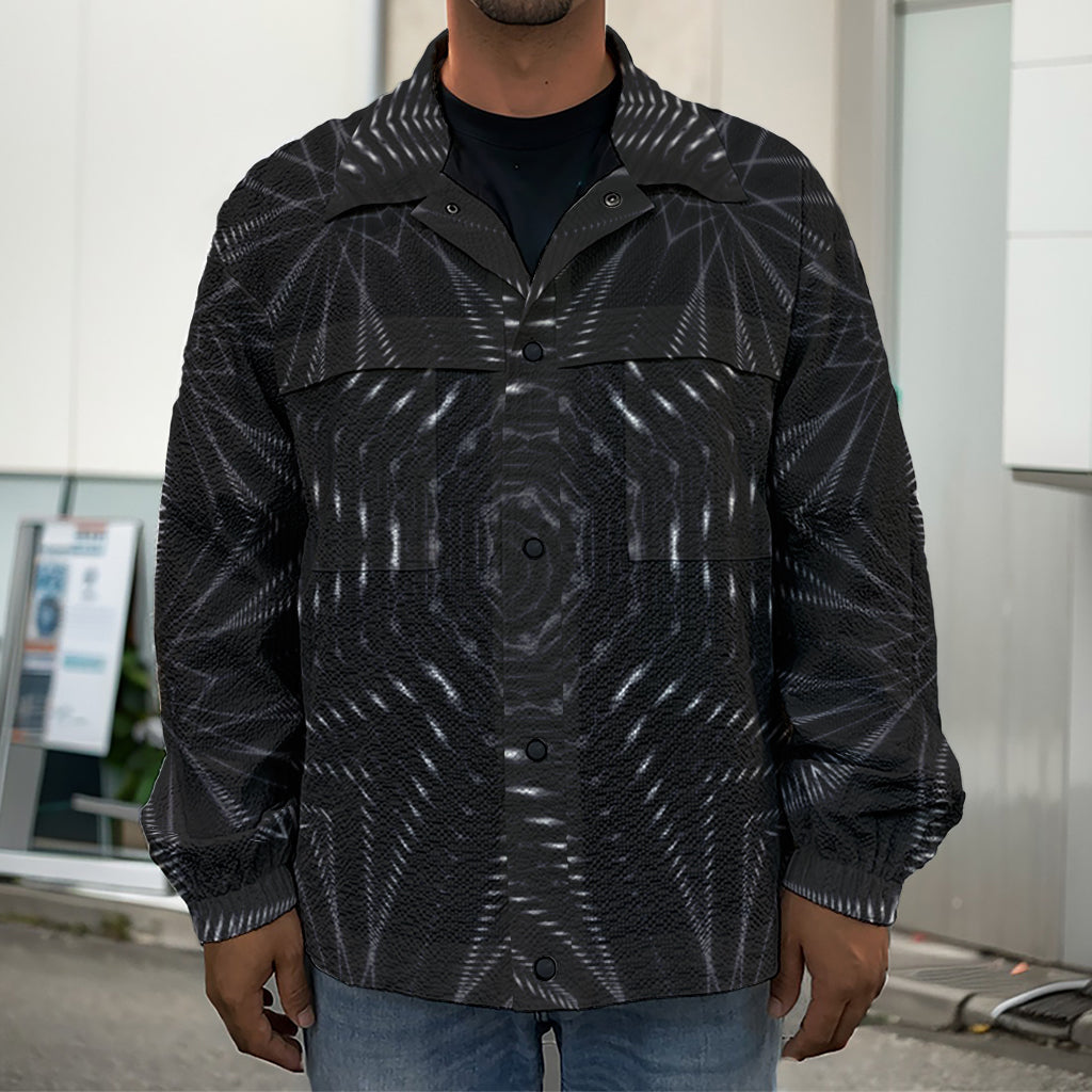 Black Kaleidoscope Print Men's Shirt Jacket