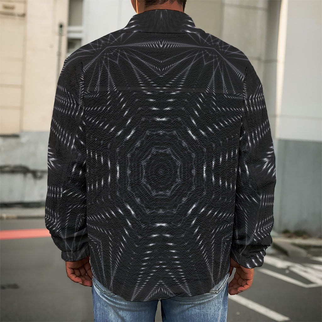 Black Kaleidoscope Print Men's Shirt Jacket