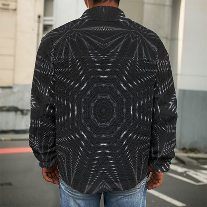 Black Kaleidoscope Print Men's Shirt Jacket