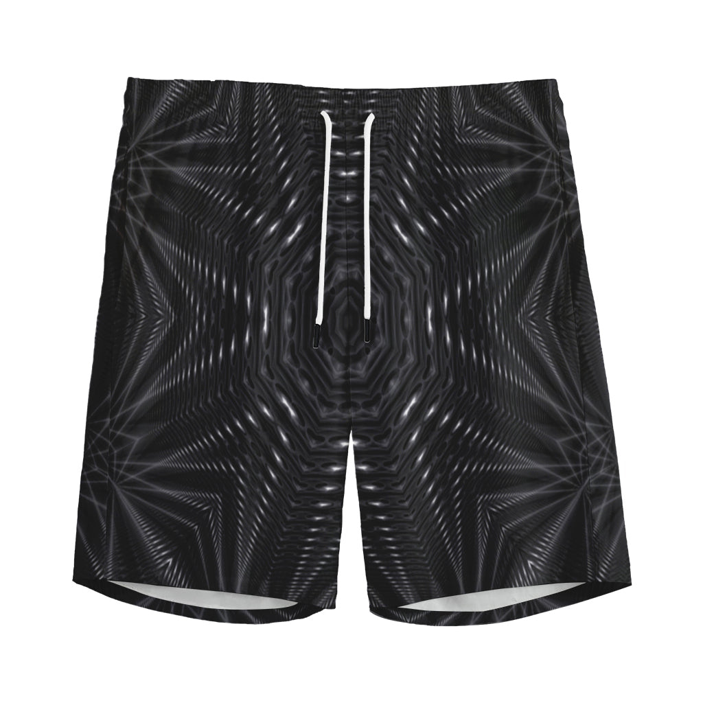 Black Kaleidoscope Print Men's Sports Shorts