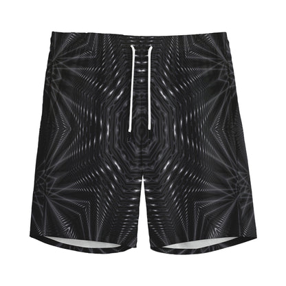 Black Kaleidoscope Print Men's Sports Shorts